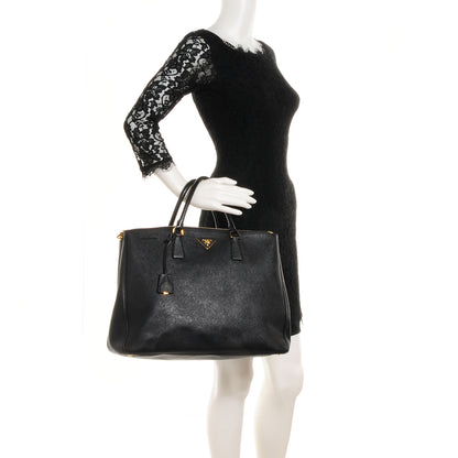 Prada Saffiano Lux Large Double Zip Tote Nero Black 2 of 10