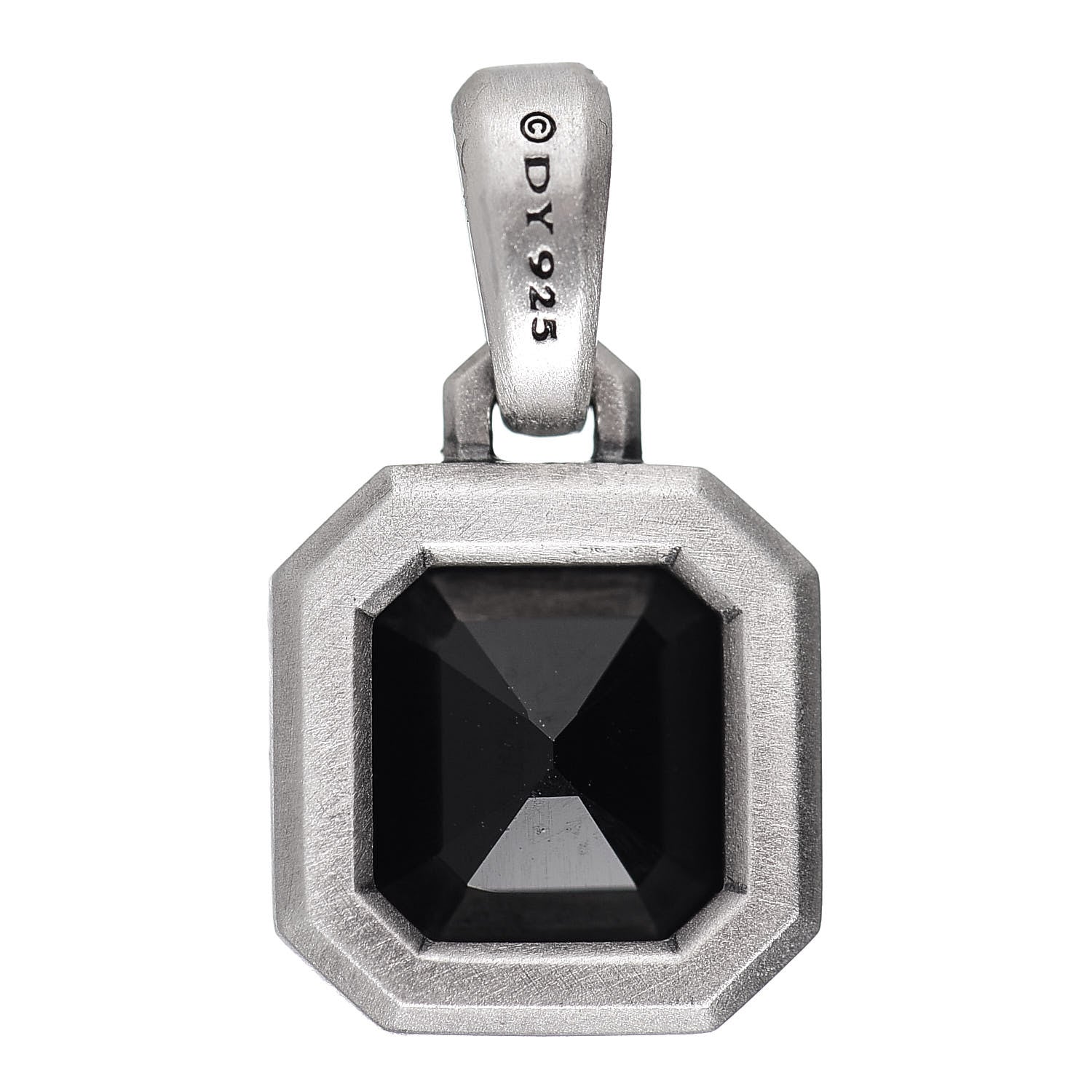 David Yurman Sterling Silver Emerald Cut Black Onyx Amulet Enhancer Pendant 3 of 4