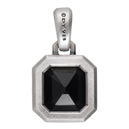 David Yurman Sterling Silver Emerald Cut Black Onyx Amulet Enhancer Pendant 3 of 4