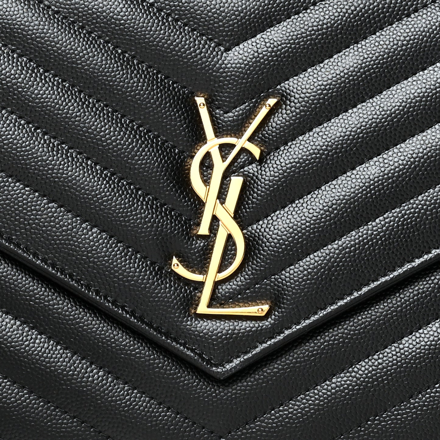 Grain De Poudre Matelasse Chevron Monogram Envelope Clutch Black