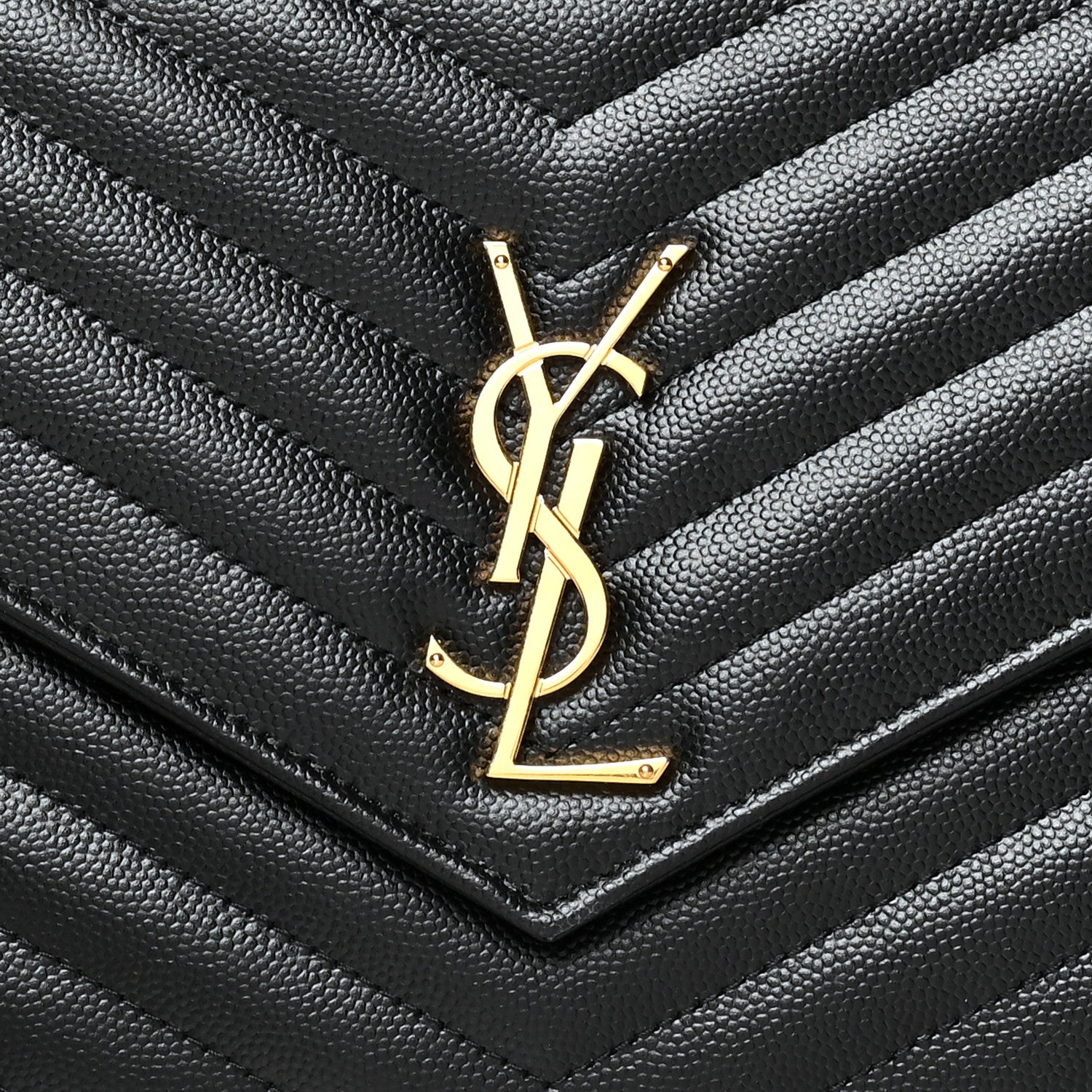 Saint Laurent Grain De Poudre Matelasse Chevron Monogram Envelope Clutch Black 9 of 11