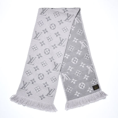 Louis Vuitton Wool Silk Logomania Scarf Pearl Grey 3 of 4
