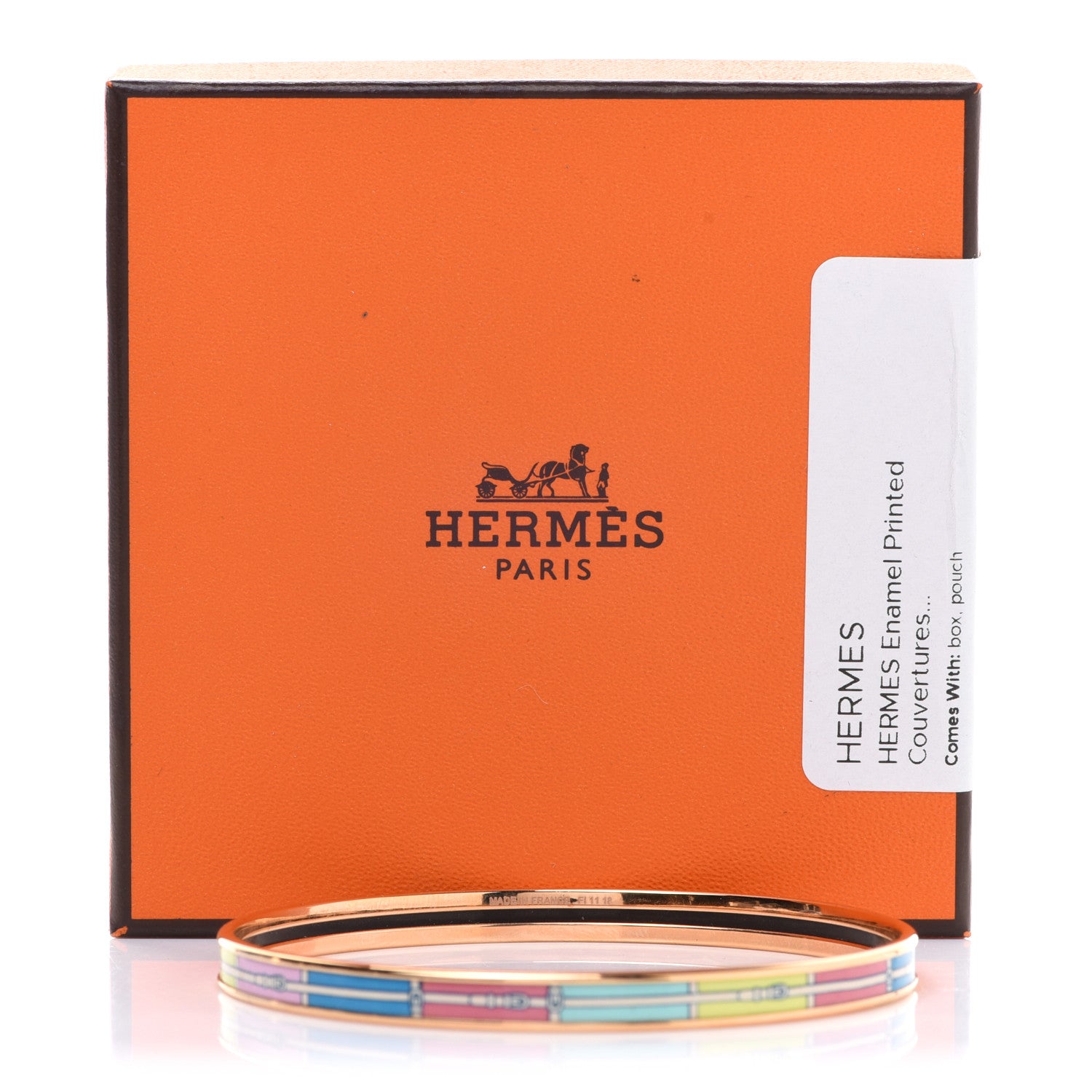 Hermes Enamel Printed Couvertures Et Tenues De Jour Narrow Bracelet 70 6 of 6