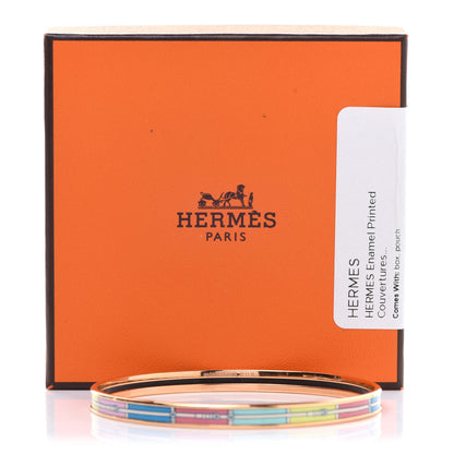 Hermes Enamel Printed Couvertures Et Tenues De Jour Narrow Bracelet 70 6 of 6