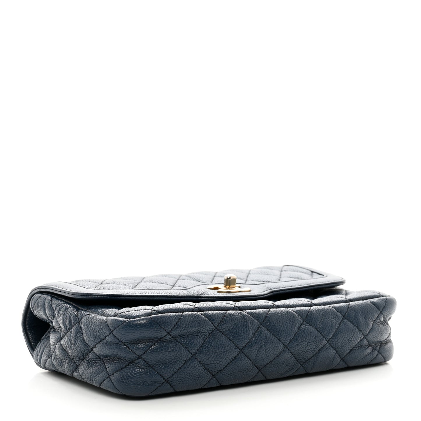 Crumpled Grained Calfskin Small Two Tone Flap Navy