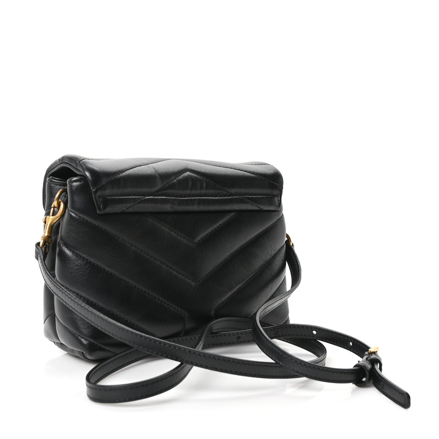 Calfskin Y Quilted Monogram Toy Loulou Crossbody Bag Black