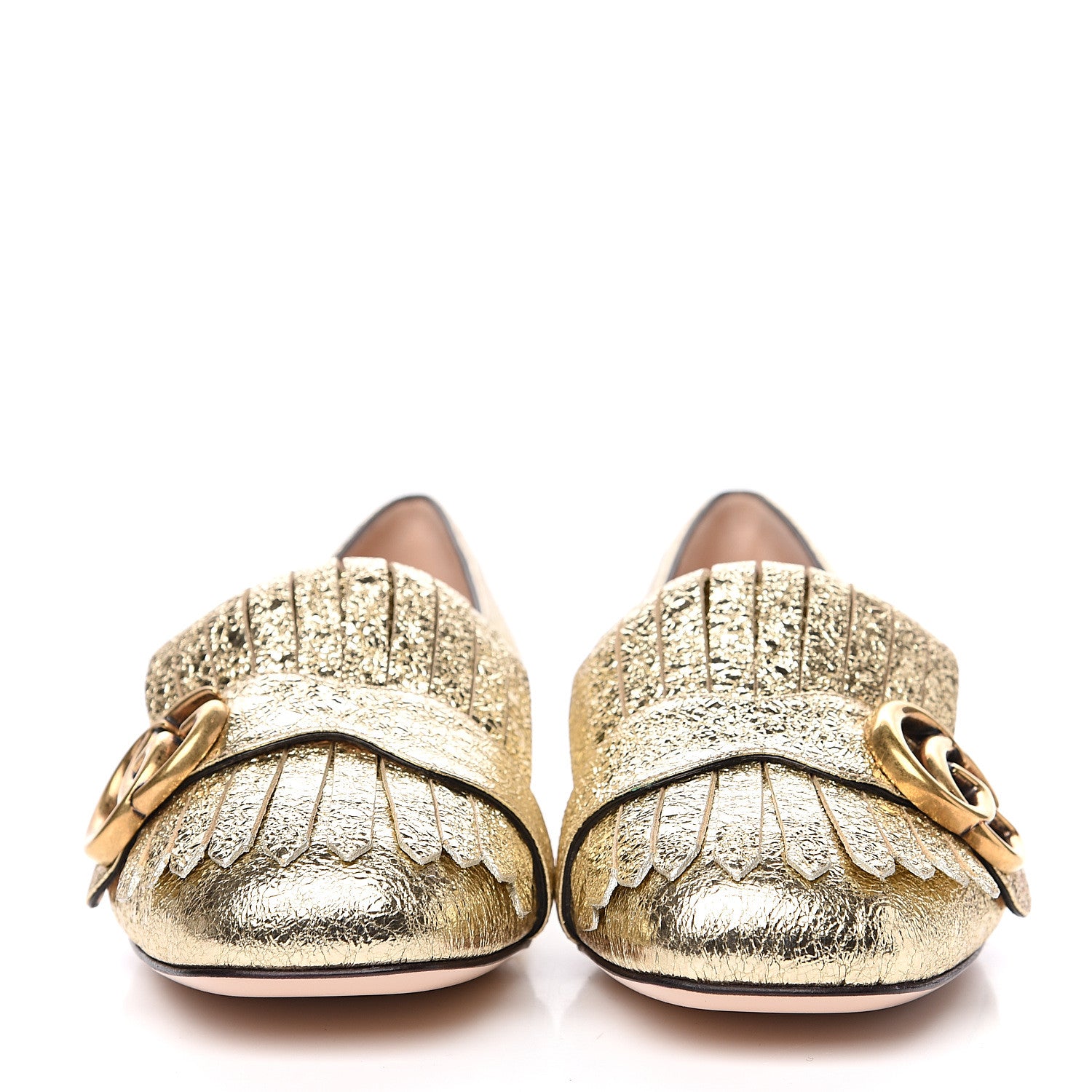 Gucci Galassia GG Marmont Fringe Flats 36.5 Platino 2 of 9