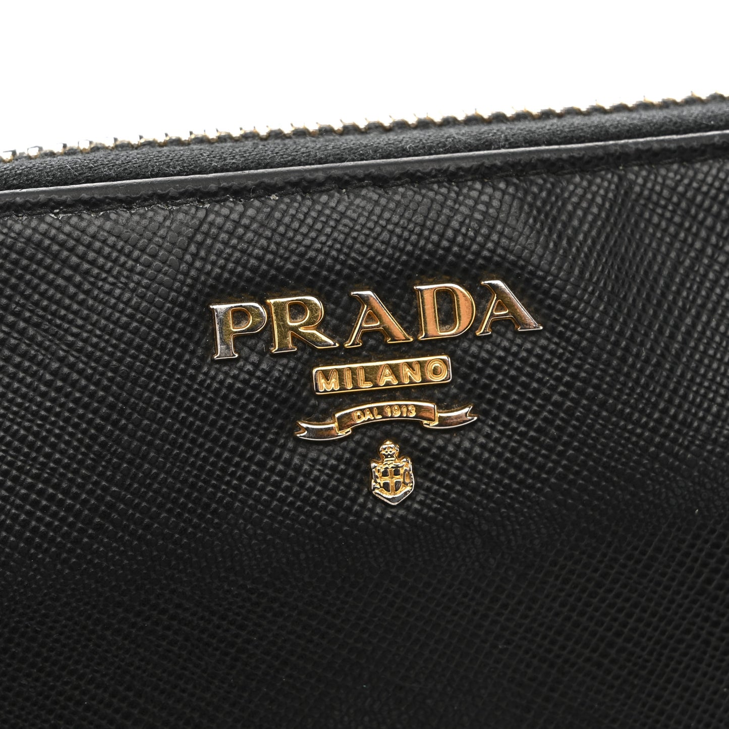 Saffiano Metal Zip Around Wallet Black