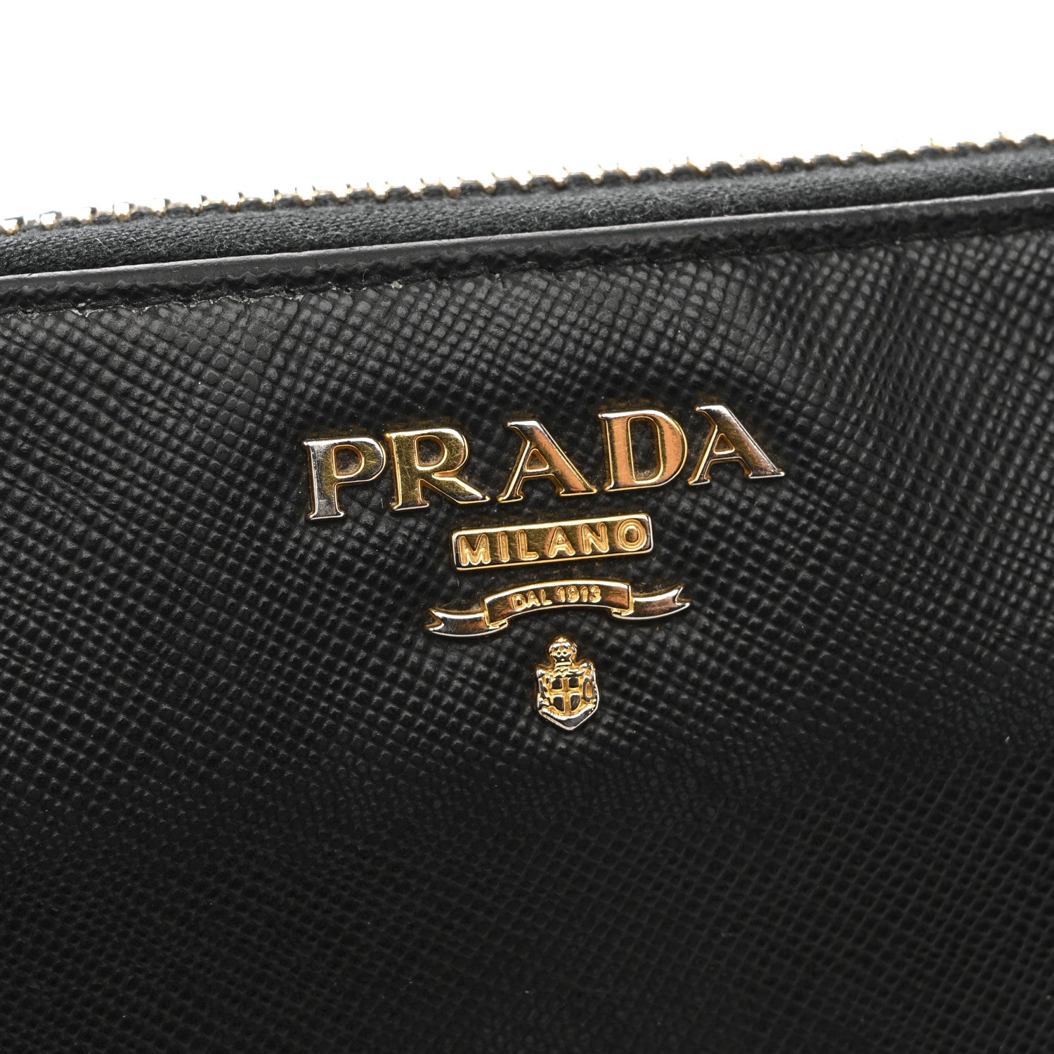 Prada Saffiano Metal Zip Around Wallet Black 9 of 13