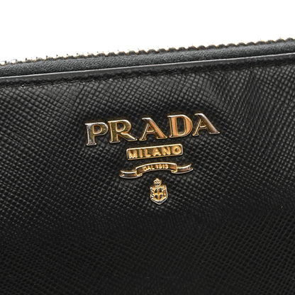 Prada Saffiano Metal Zip Around Wallet Black 9 of 13