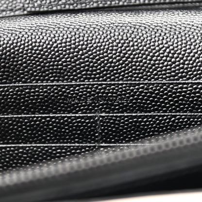 Saint Laurent Grain De Poudre Matelasse Chevron Monogram Chain Wallet Black White 7 of 13
