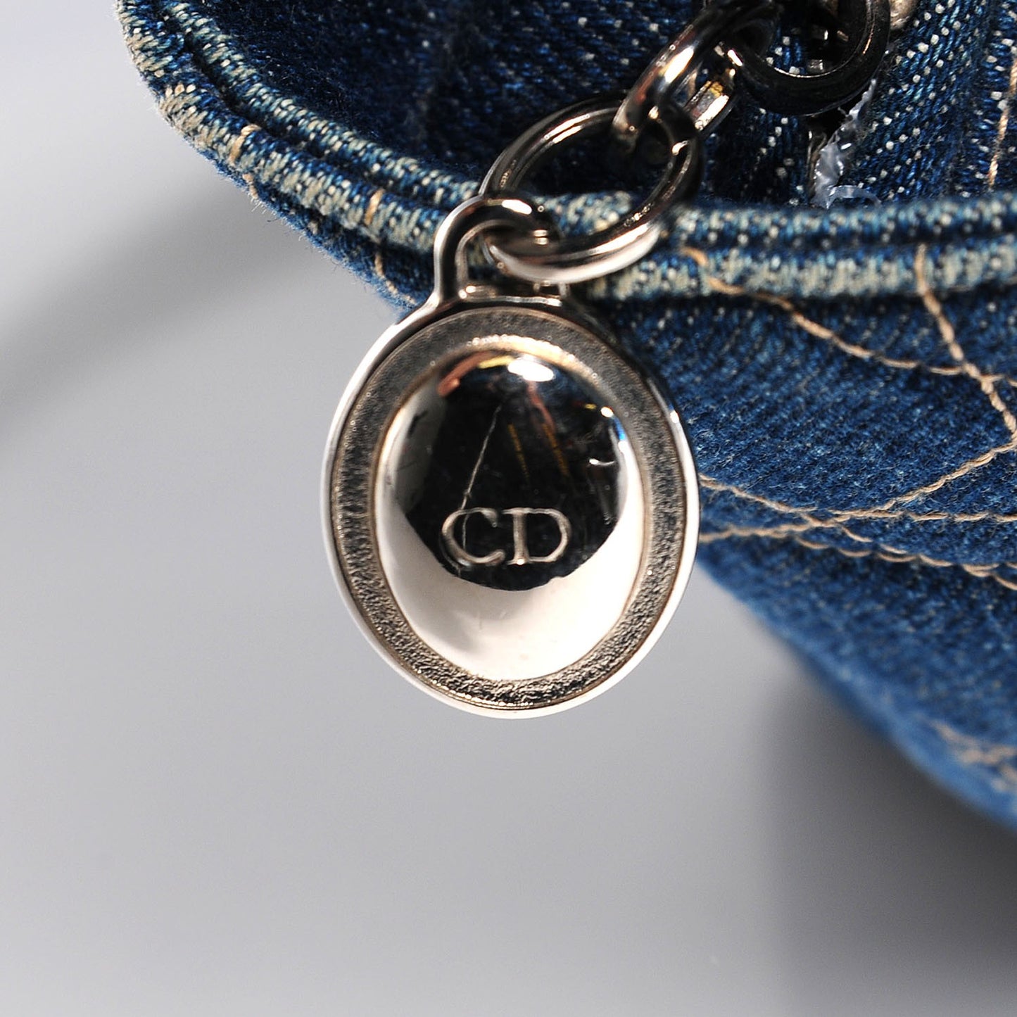 Denim Cannage Medium Lady Dior Blue
