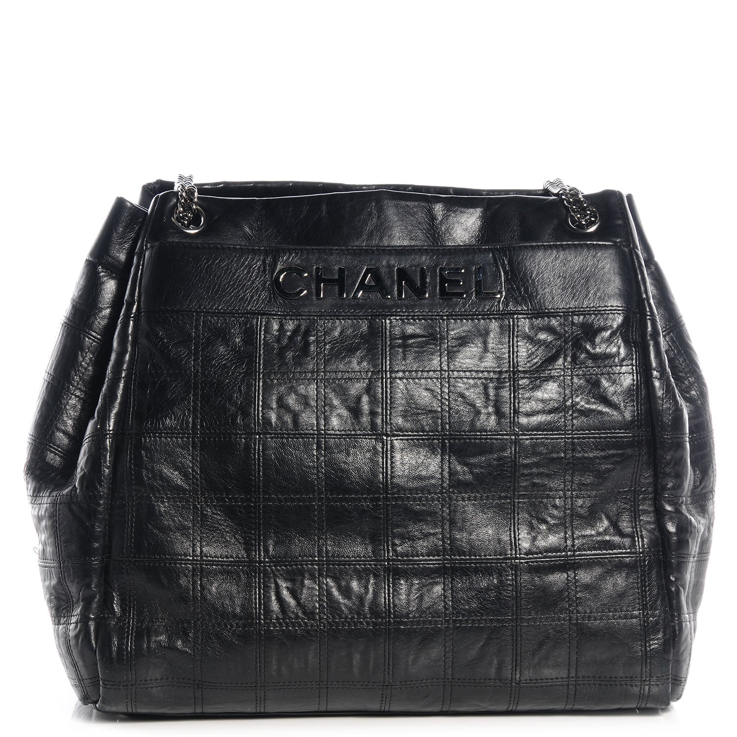 Chanel Lambskin Square Stitched LAX Accordian Hobo Large Black 1 of 7