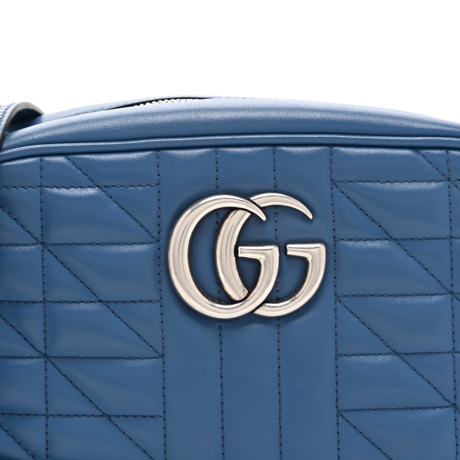 Gucci Calfskin Matelasse Aria Small GG Marmont Chain Shoulder Bag Clear Blue 8 of 10