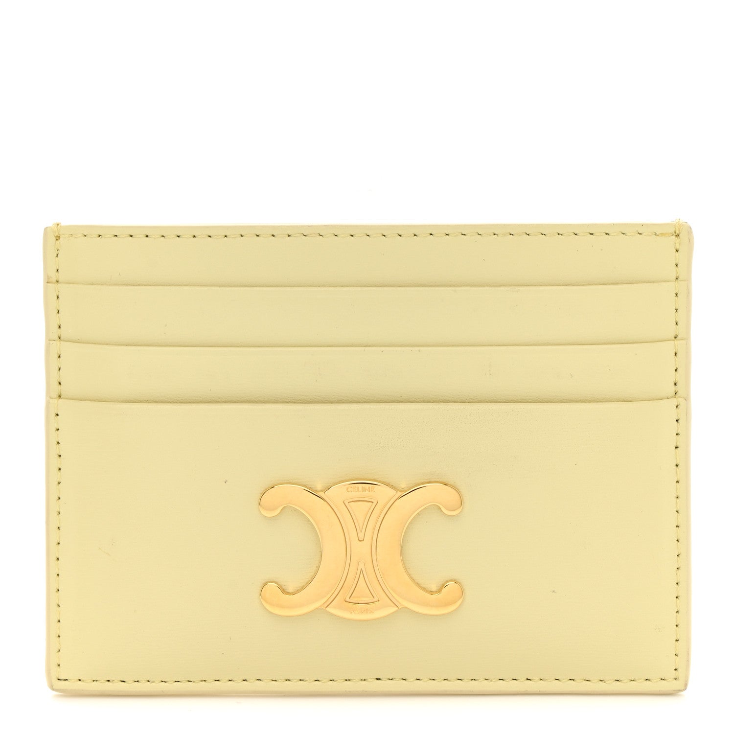 Celine Shiny Calfskin Triomphe Card Holder Sunlight 1 of 8