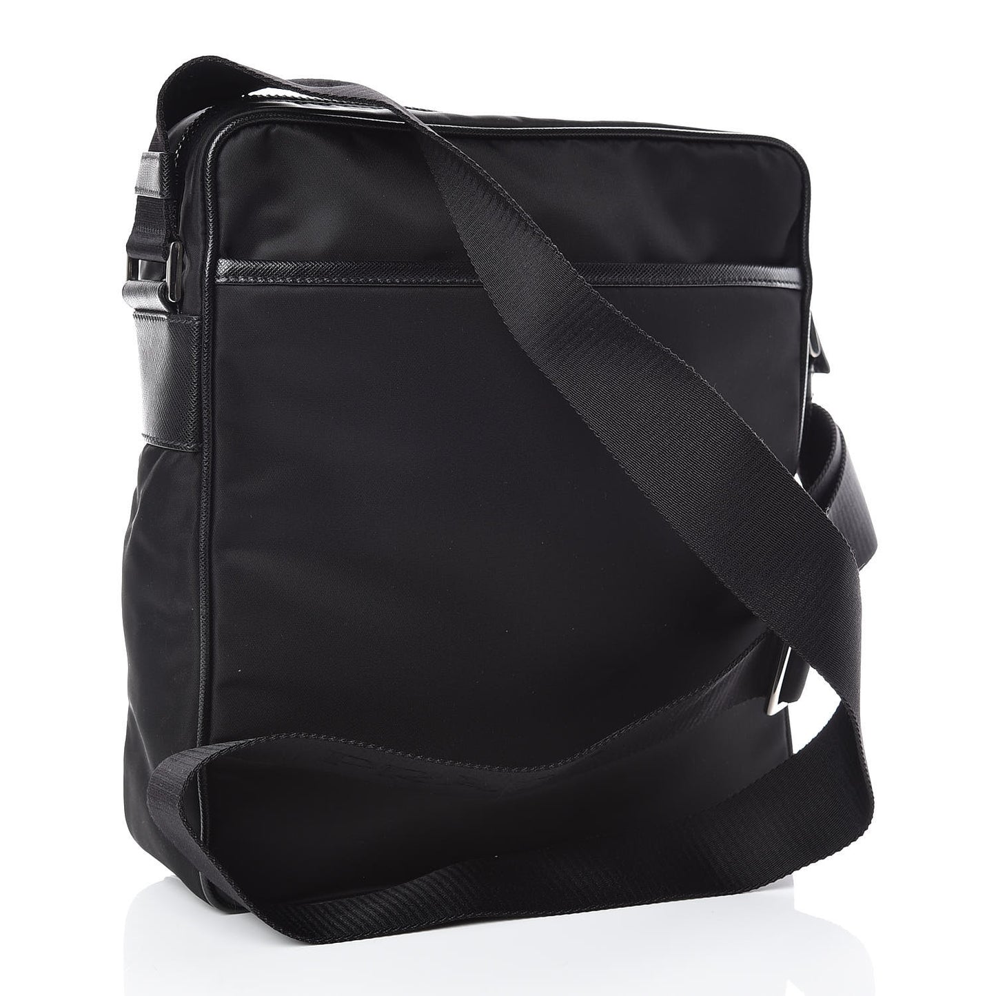 Nylon Saffiano Flat Messenger Bag Black
