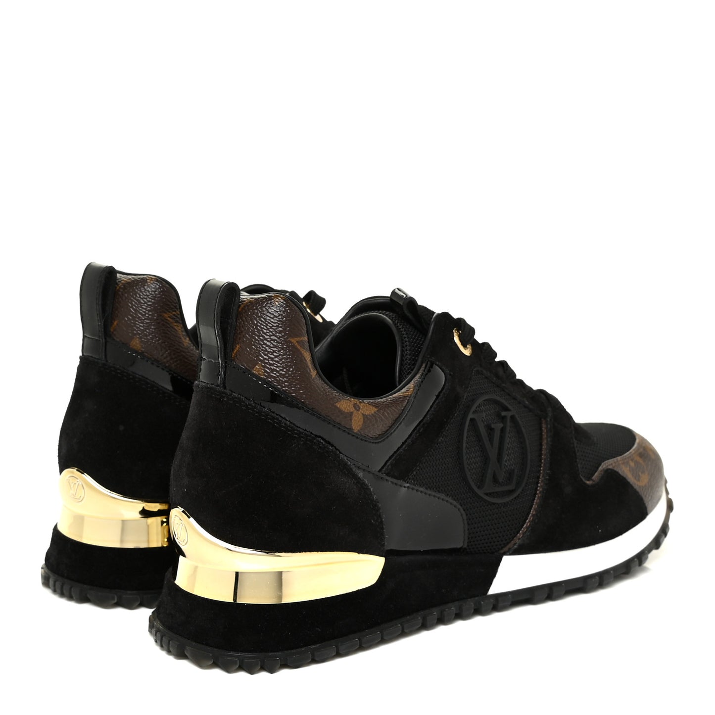 Suede Monogram Run Away Sneakers 38 Black