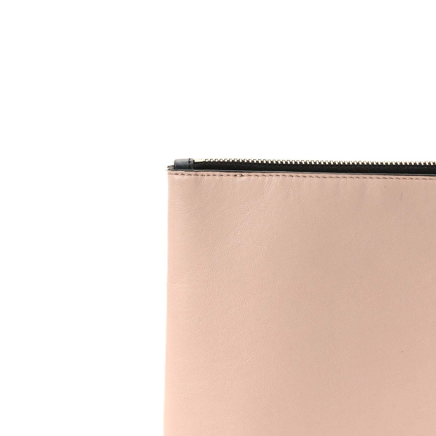Fendi Vitello Fluffy Grace Logo Embossed Large Flat Pouch Rosa Quarzo Black 11 of 13