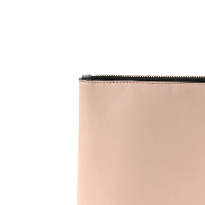 Fendi Vitello Fluffy Grace Logo Embossed Large Flat Pouch Rosa Quarzo Black 11 of 13