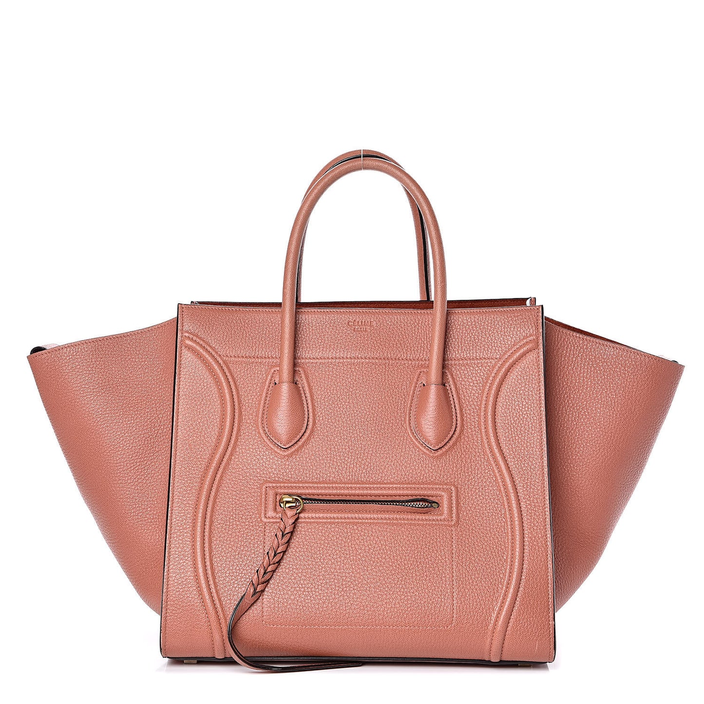 Shiny Grained Calfskin Medium Phantom Luggage Terracotta