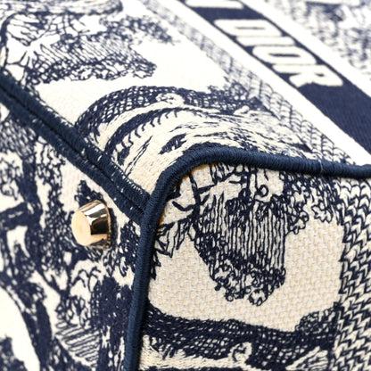 Christian Dior Canvas Toile De Jouy Embroidered Medium Lady D-Lite Navy 12 of 13