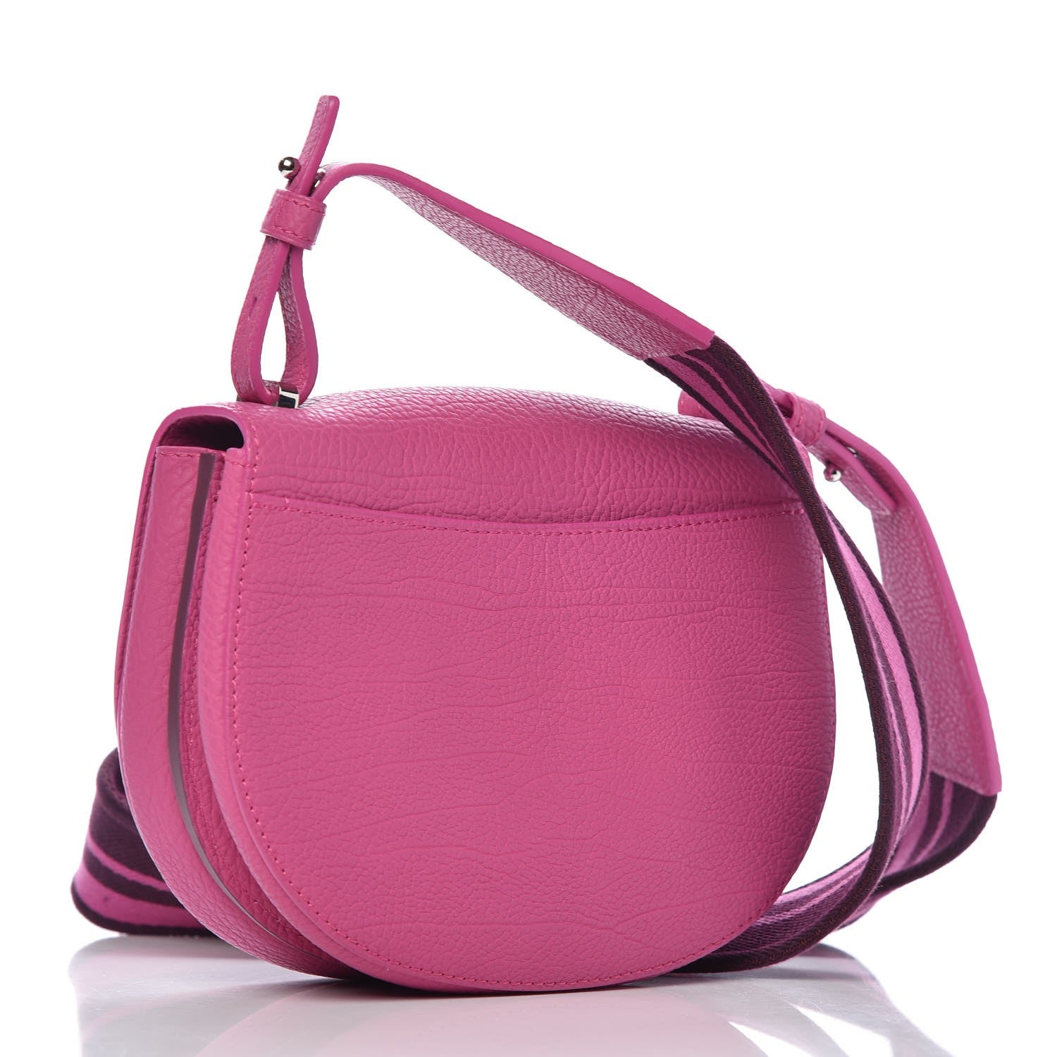 Delvaux Crispy Calfskin Mini Le Mutin Saddle Bag Fuchsia 3 of 8