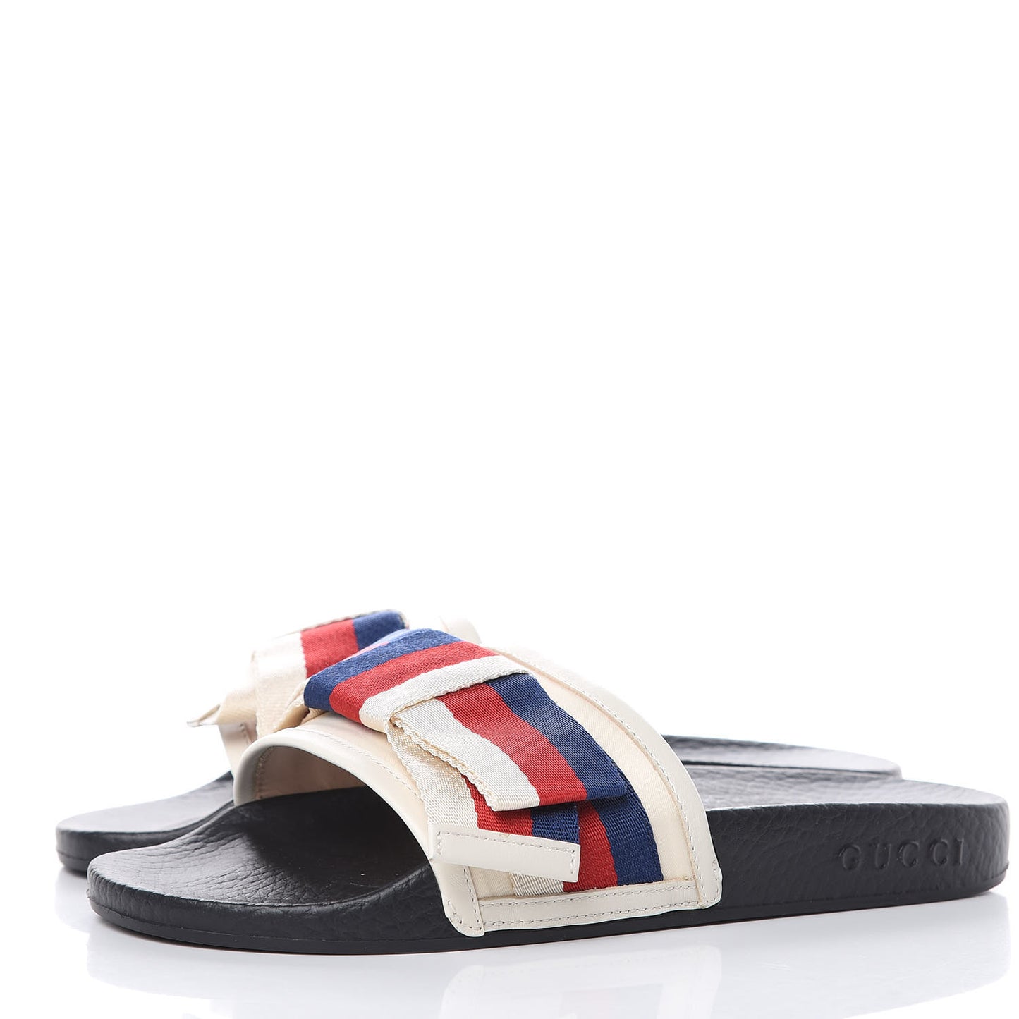 Satin Web Sylvie Bow Slide Sandals 36 White