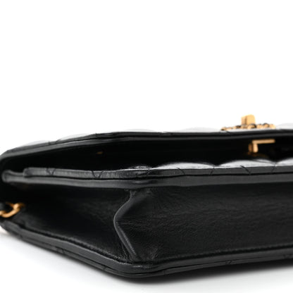 Chanel Shiny Calfskin Quilted Metal Top Handle Wallet On Chain WOC Black 10 of 12