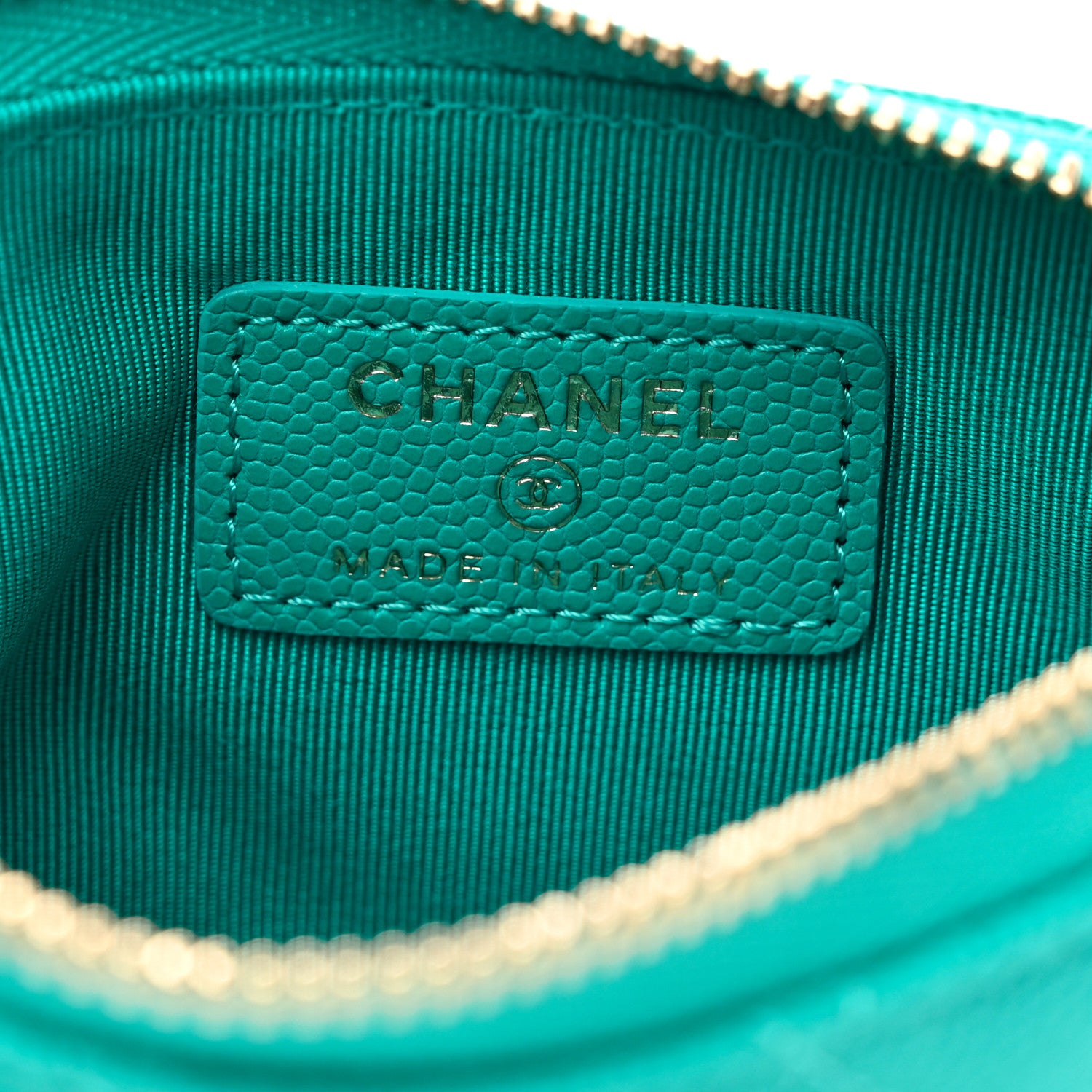 Chanel Caviar Quilted Small Cosmetic Case Turquoise 6 of 8