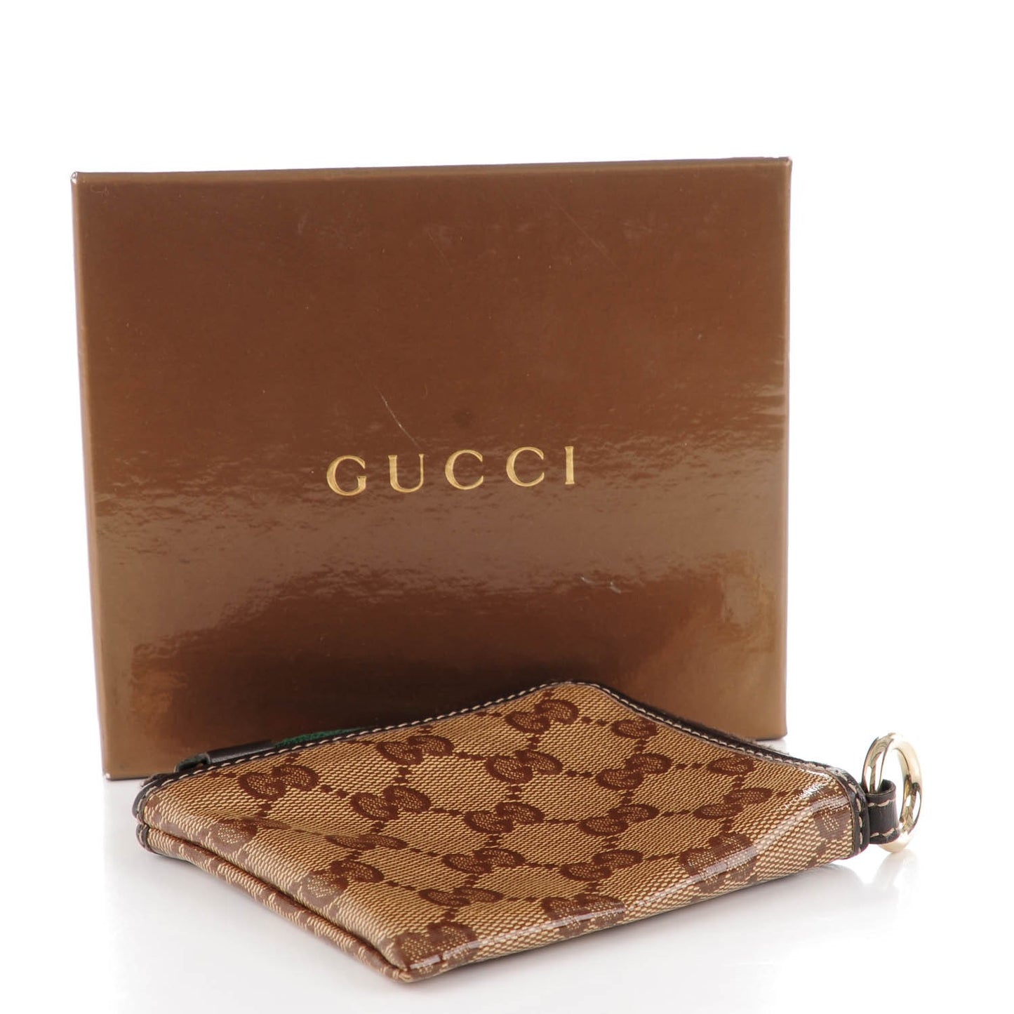 Crystal Monogram Zip Around Coin Purse Wallet Dark Brown