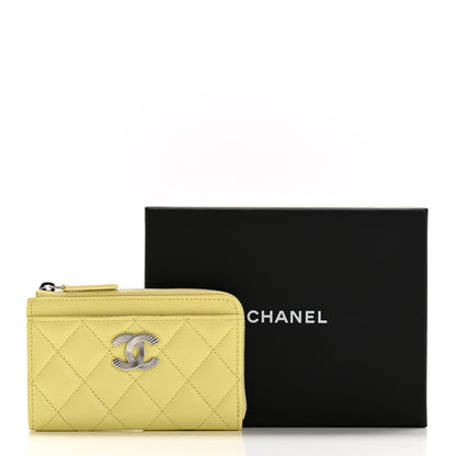 Chanel Caviar Quilted CC Zip Around Card Holder Yellow 8 of 8