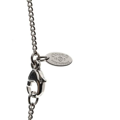 Chanel Crystal CC Pendant Necklace Silver 5 of 5