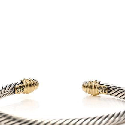 David Yurman Sterling Silver 18K Yellow Gold Diamond 5mm Cable Classics Dome Bracelet 3 of 3
