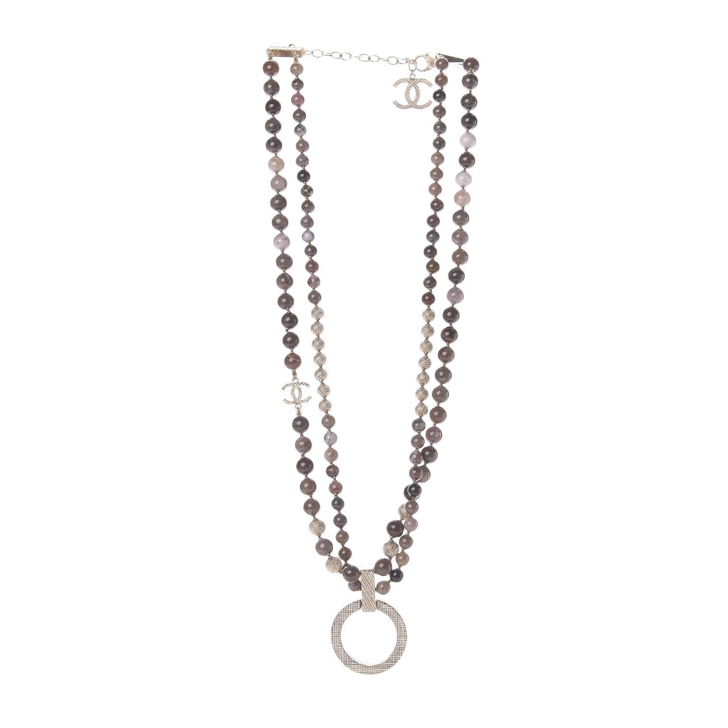 Beaded CC Necklace Gold Mauve