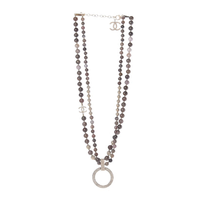 Chanel Beaded CC Necklace Gold Mauve 2 of 5