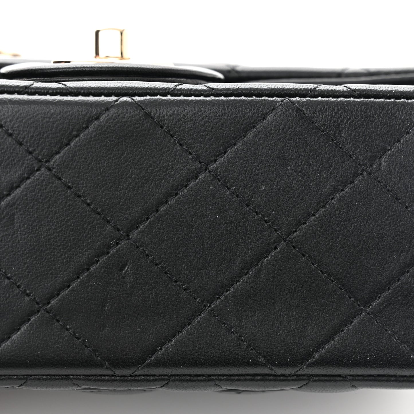 Lambskin Quilted Mini Top Handle Rectangular Flap Black