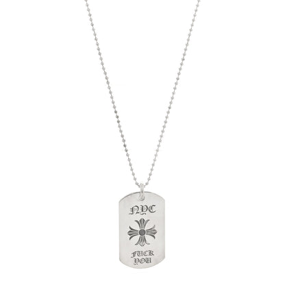Chrome Hearts Sterling Silver NYC Fck You Dog Tag Pendant Necklace 1 of 5