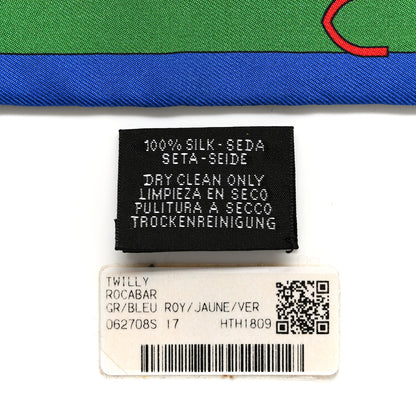 Hermes Silk Rocabar Twilly Bleu Royal Jaune Vert 3 of 5