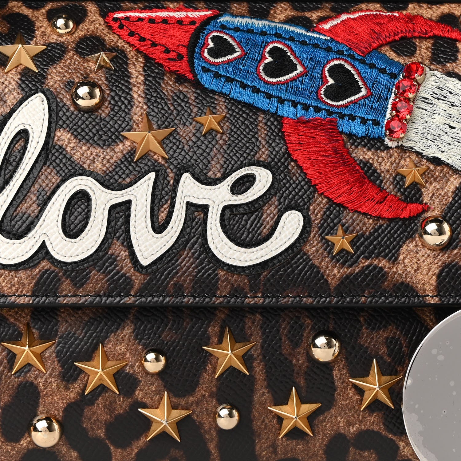 Dolce & Gabbana Dauphine Embellished Leopard Love Patch Medium Miss Sicily Satchel Brown Black 7 of 8