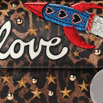 Dolce & Gabbana Dauphine Embellished Leopard Love Patch Medium Miss Sicily Satchel Brown Black 7 of 8