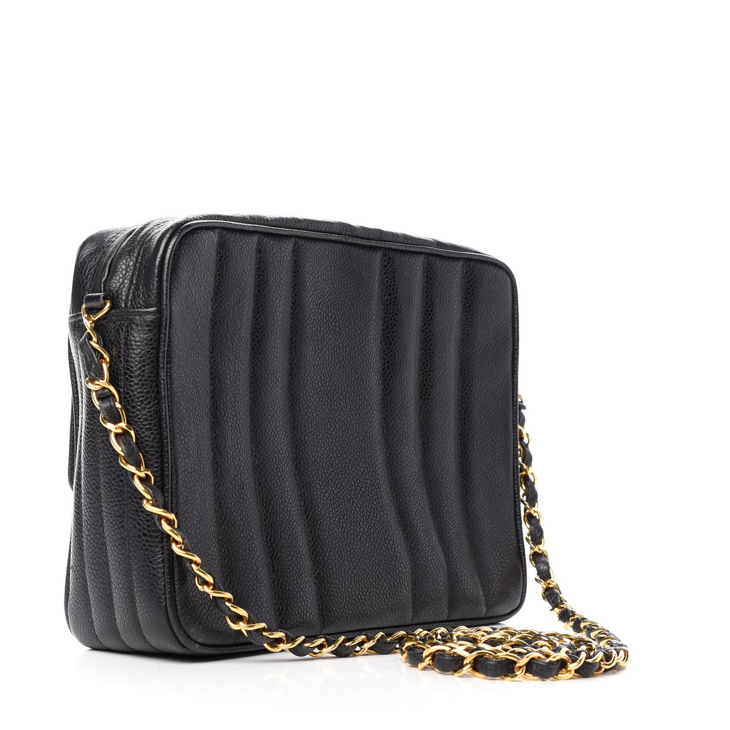 Caviar Vertical Quilt Camera Bag Black