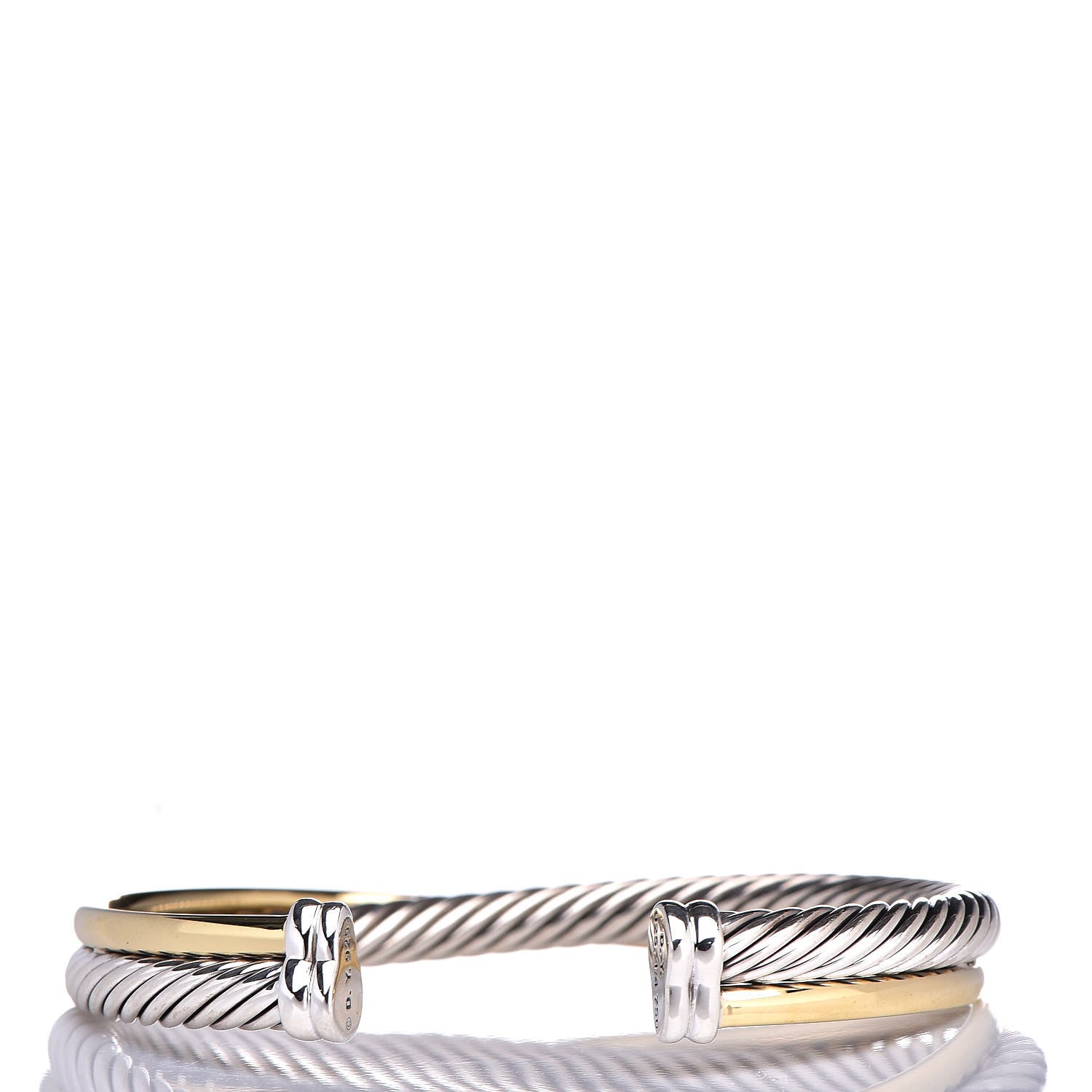 David Yurman Sterling Silver 18K Yellow Gold 5mm Crossover Cuff Bracelet 3 of 4