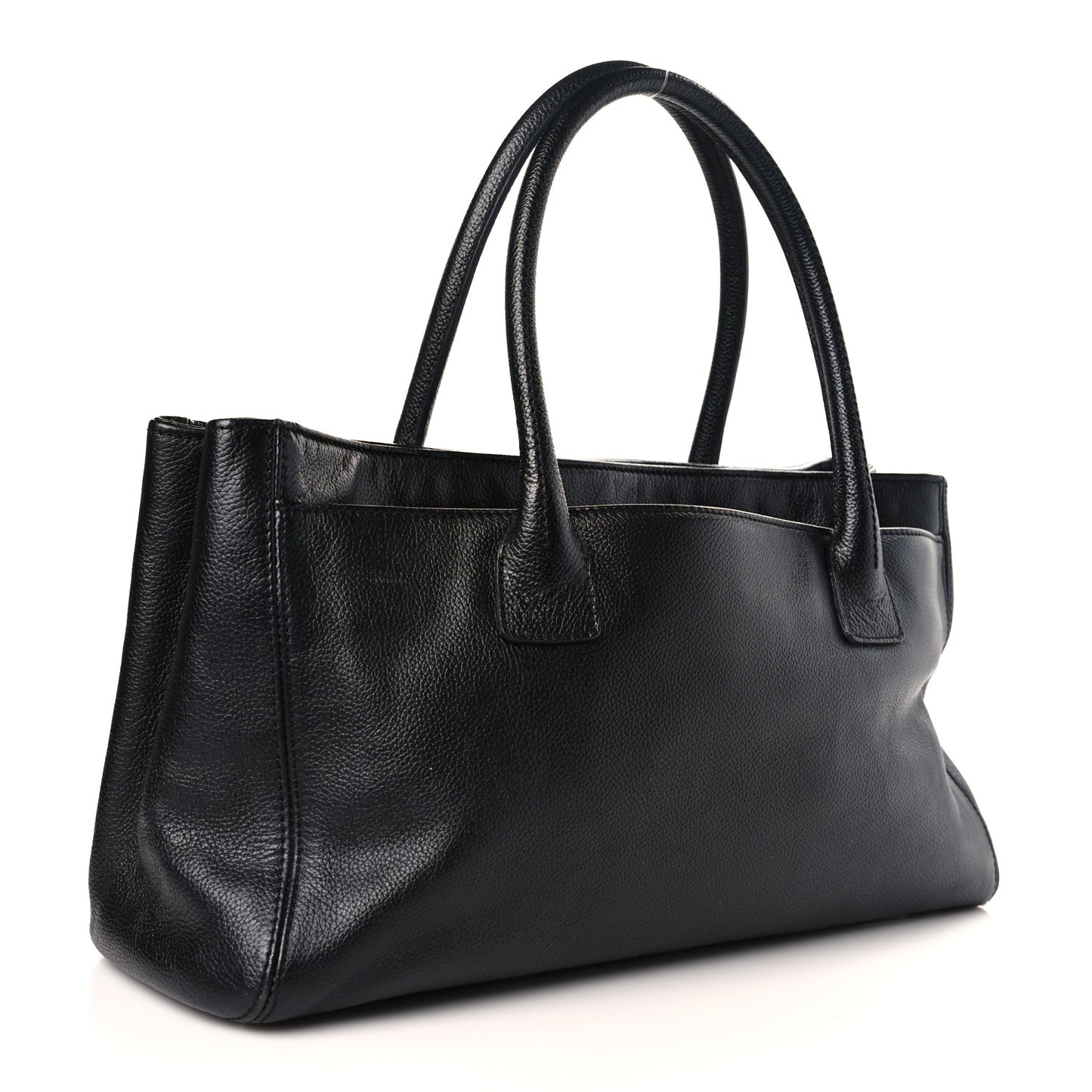Calfskin Mademoiselle Lock Cerf Executive Shopper Tote Black