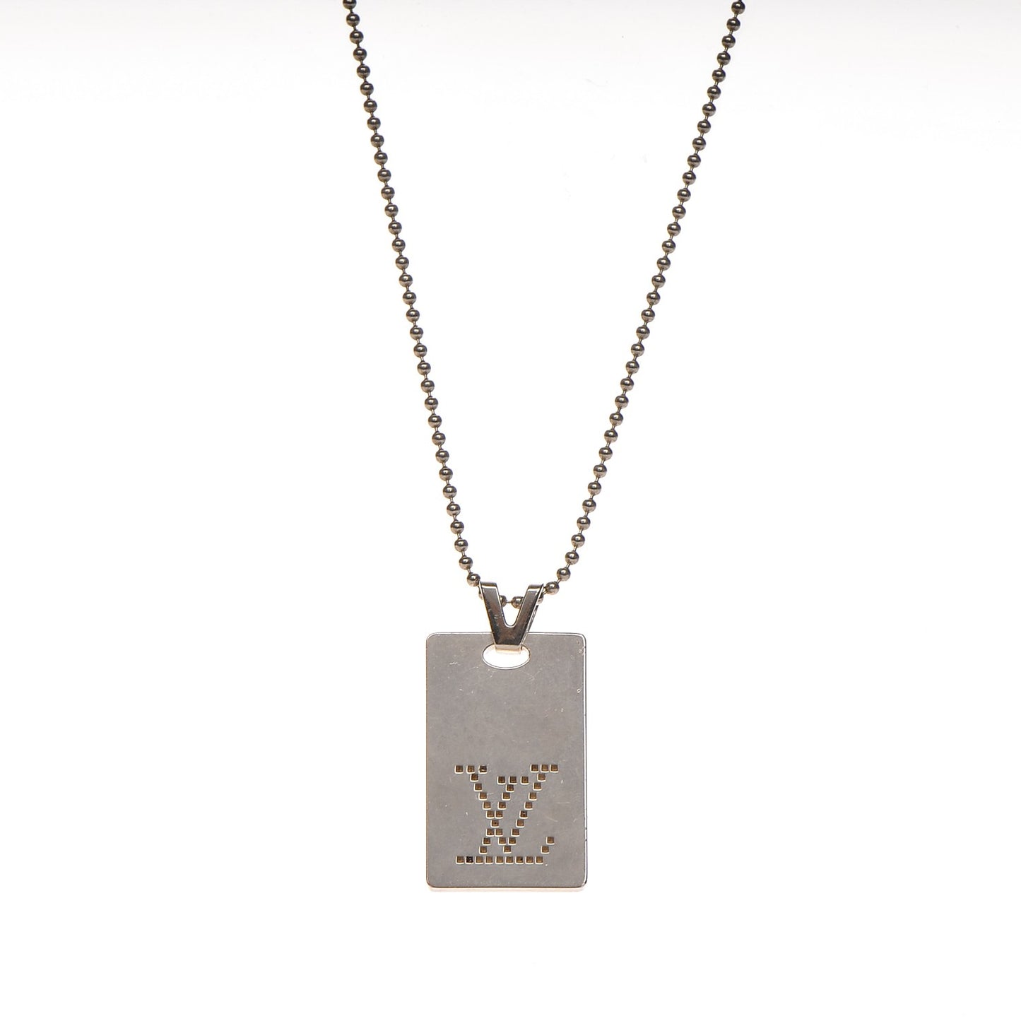 Sterling Silver LV Dog Tag Necklace