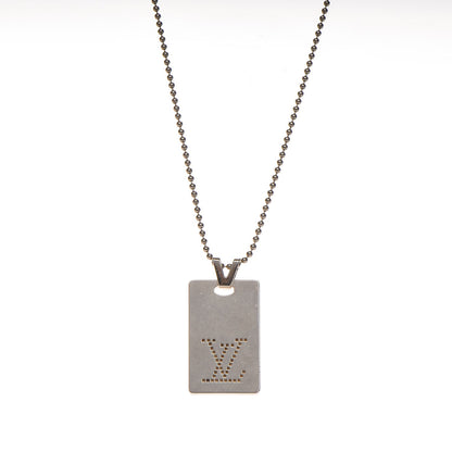 Louis Vuitton Sterling Silver LV Dog Tag Necklace 3 of 9
