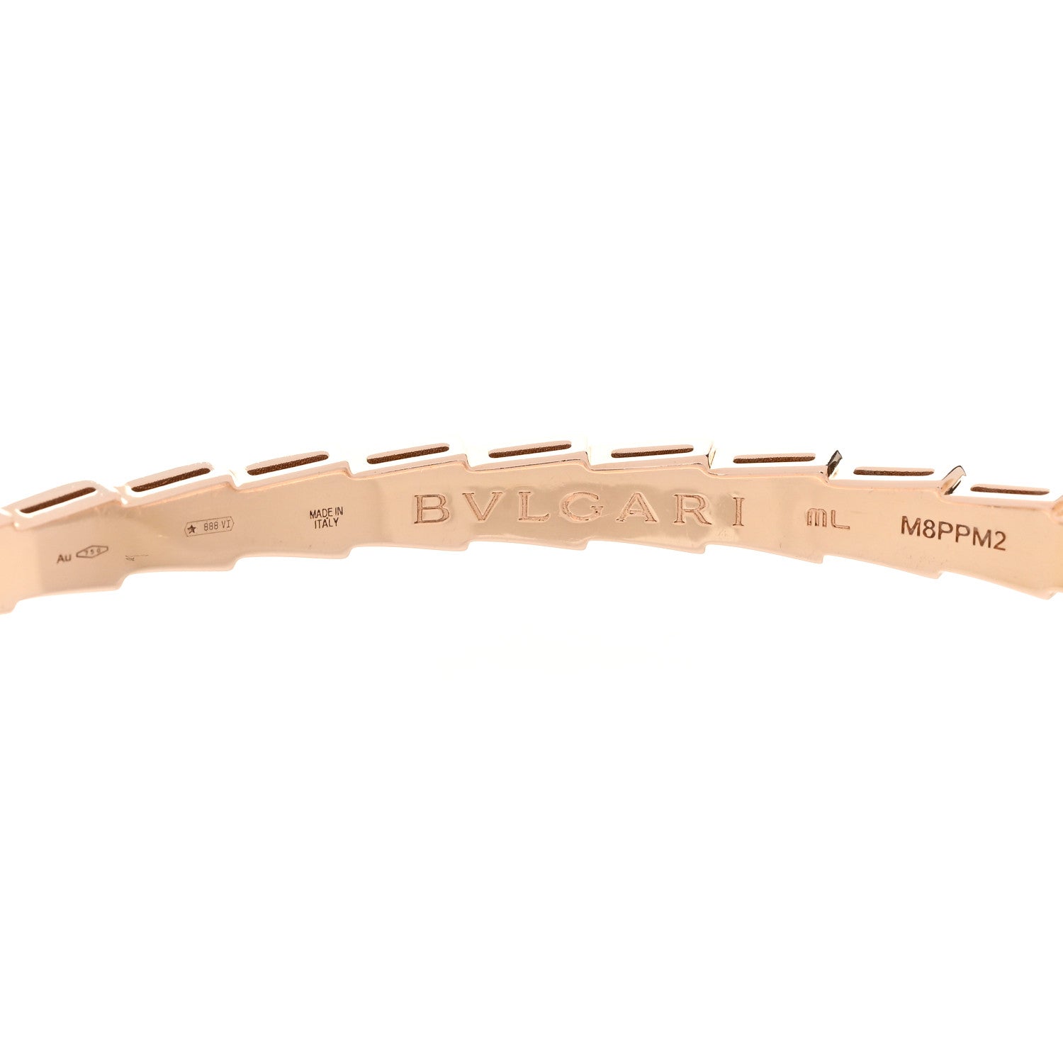 Bulgari 18K Rose Gold Serpenti Viper Bangle Bracelet ML 4 of 5