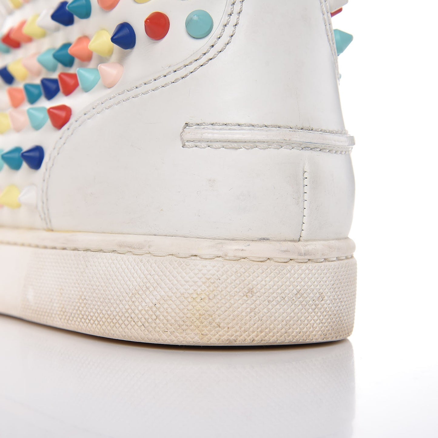 Calfskin Louis Spikes Flat Sneakers 40 White Multi
