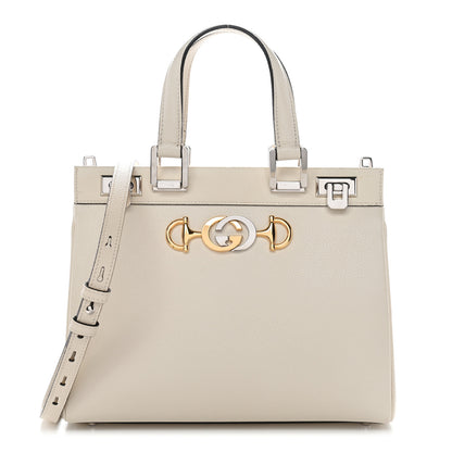 Gucci Grainy Calfskin Small Zumi Top Handle Bag Mystic White 1 of 10