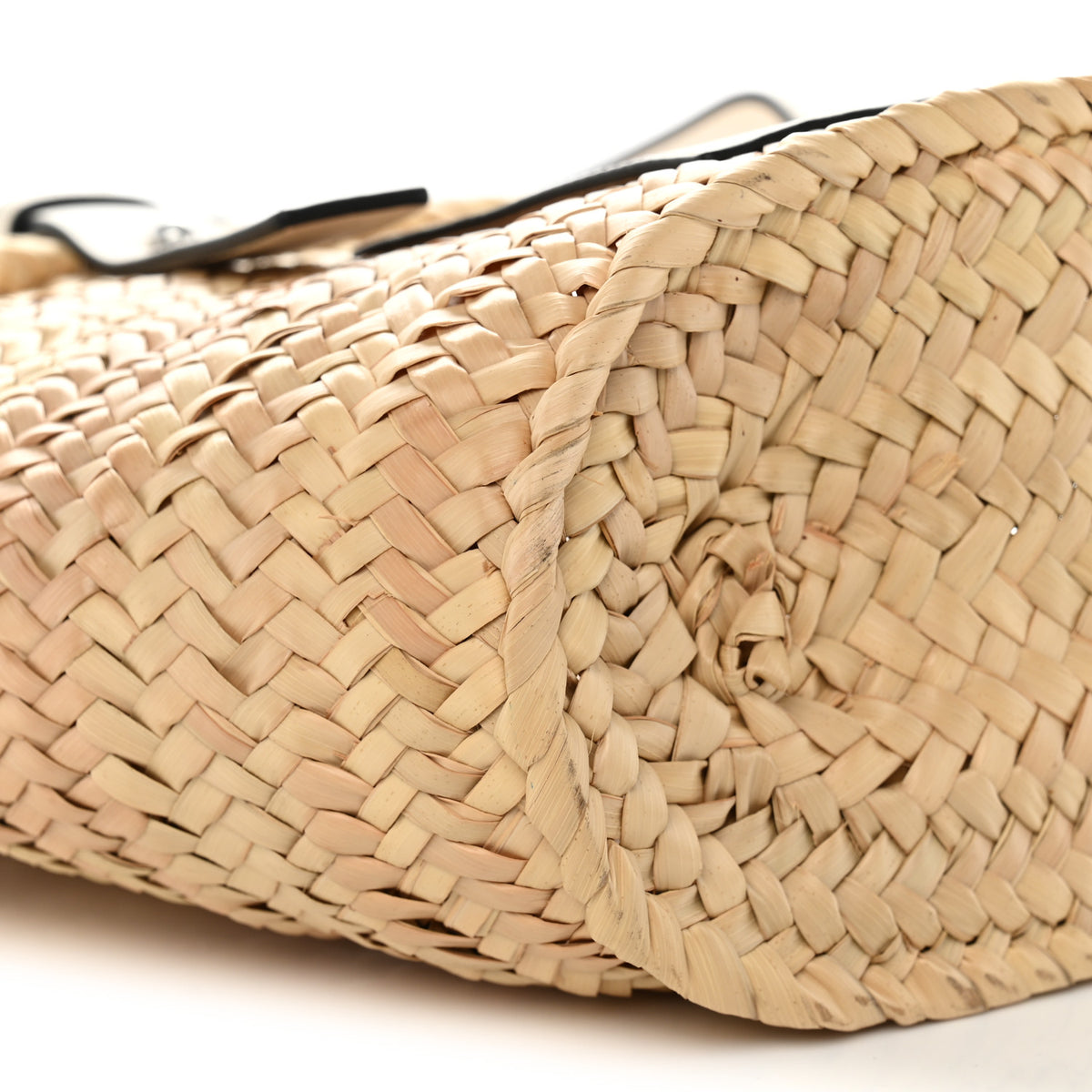 Raffia Small Basket Tote Bag Natural White