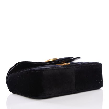 Gucci Velvet Matelasse Mini GG Marmont Shoulder Bag Black 3 of 9